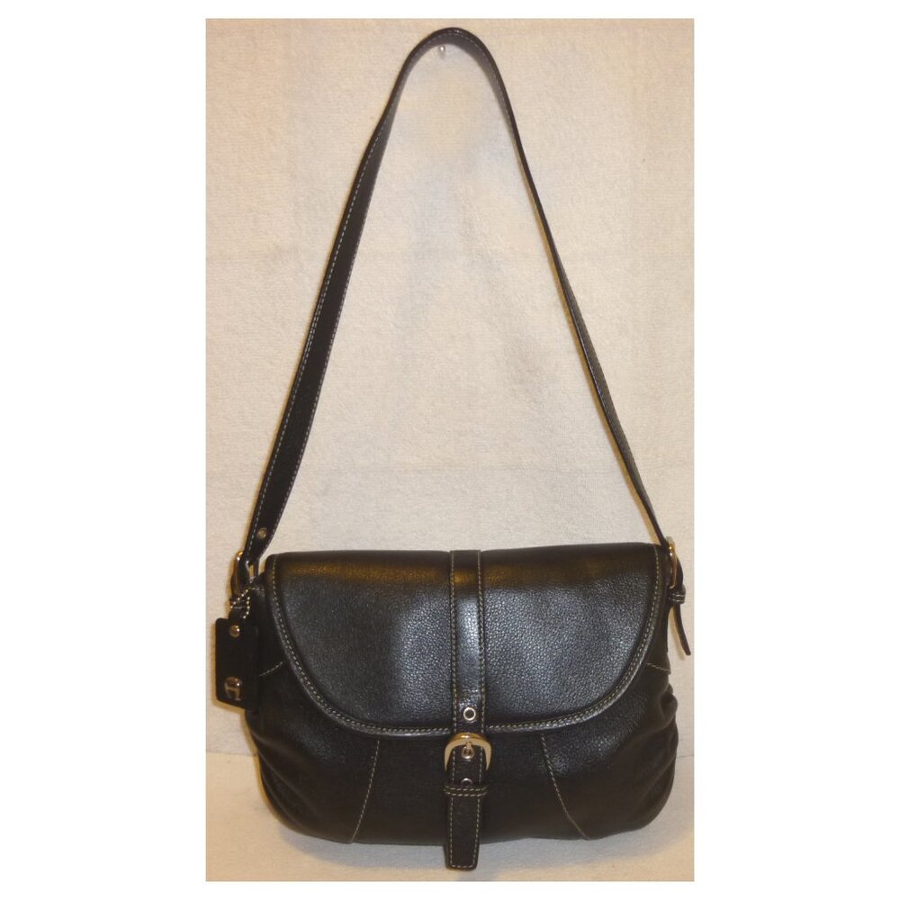 BLACK LEATHER ETIENNE AIGNER SHOULDE3R HANDBAG